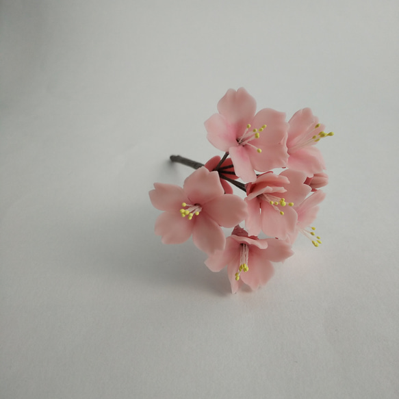 粘土の桜ピック  樹脂粘土の花  濃いピンクでお花見  送料無料 8枚目の画像