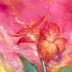 ヒーリング絵画＊光花　Be the shining flower　金運注目ピンク ありのまま輝く私（咲き誇れ） ヒーリングアート 油彩 癒しの