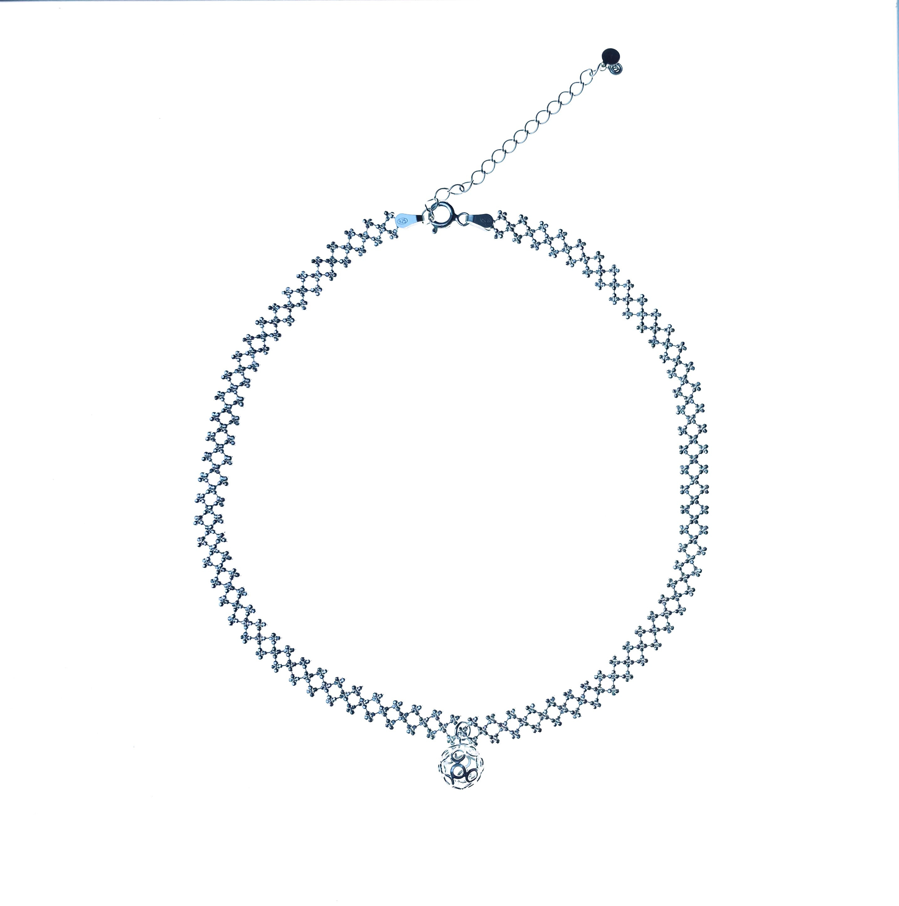 925シルバー　ボール メッシュ チョーカー