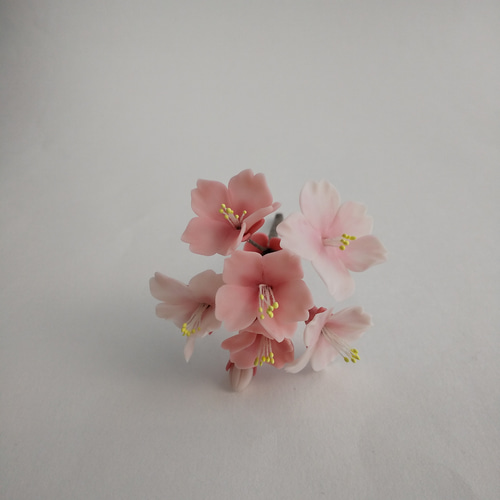 粘土の桜ピック 樹脂粘土の花 濃い＆淡いピンクでお花見 送料無料