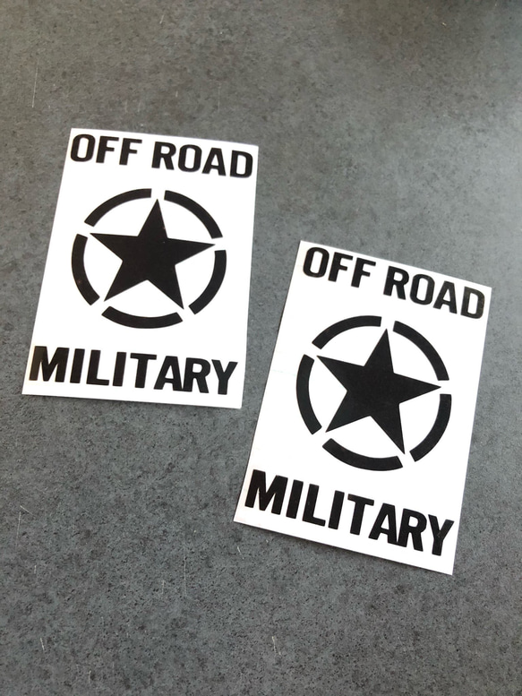 中サイズ 【 OFF ROAD MILITARY 】星 001 ステッカー  お得2枚【カラー選択可】 送料無料♪ 1枚目の画像