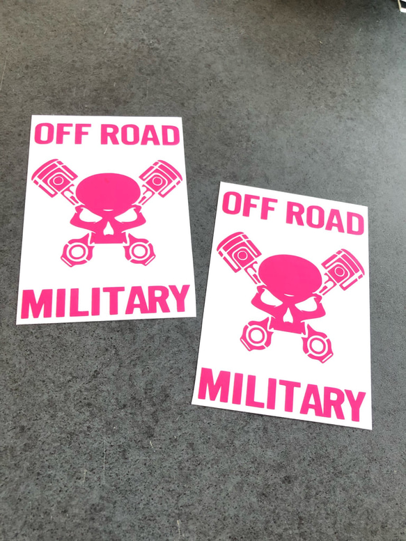 小サイズ OFF ROAD MILITARY スカル ピストン ステッカー  お得2枚【カラー選択可】 送料無料♪ 7枚目の画像