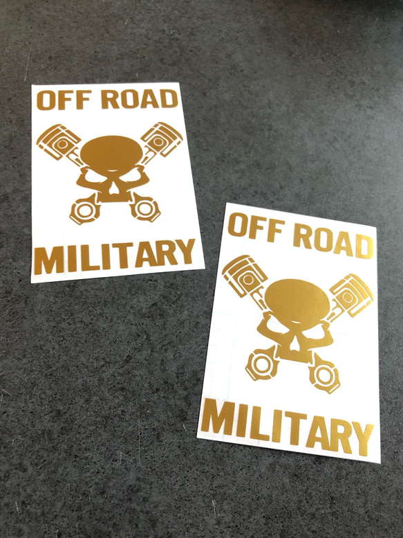 小サイズ OFF ROAD MILITARY スカル ピストン ステッカー  お得2枚【カラー選択可】 送料無料♪ 8枚目の画像