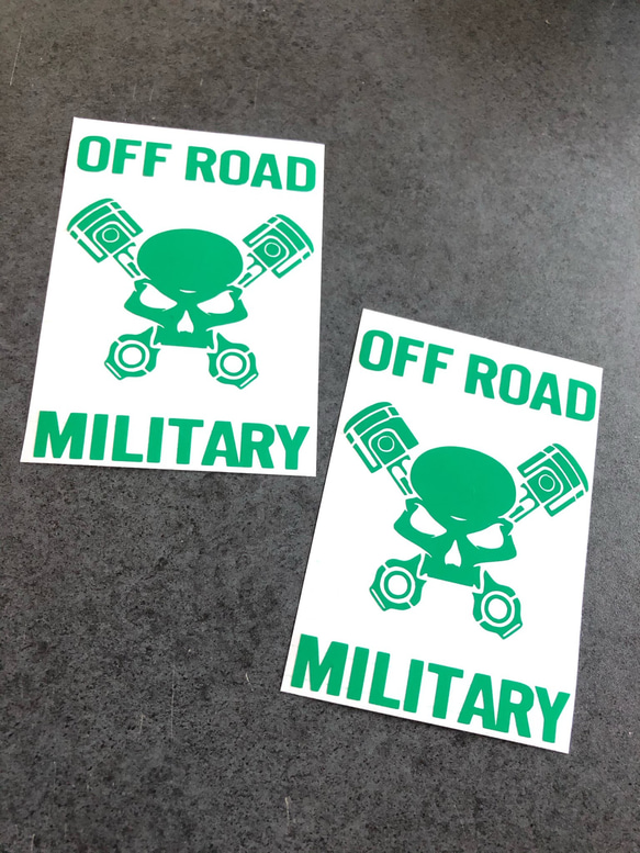 中サイズ OFF ROAD MILITARY スカル ピストン ステッカー  お得2枚【カラー選択可】 送料無料♪ 5枚目の画像