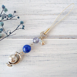 くるみ割り人形と星の天然石ストラップ/バッグチャーム/携帯