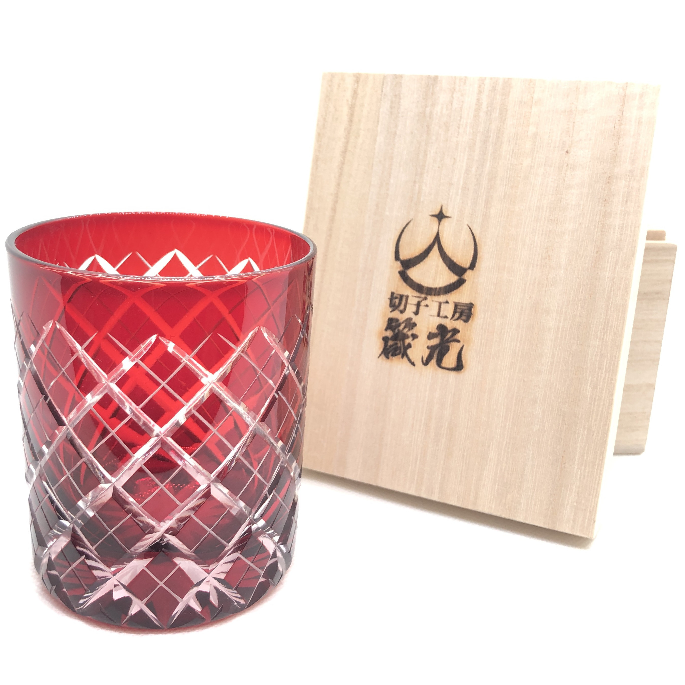 日本工芸会所属斉藤光作　底消し二重矢来ロックグラス　切子グラス/コップ/食器/切子作家/切子職人/デザイン性/プレゼント