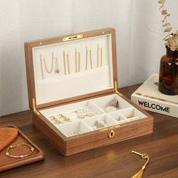 シンプルなアクセサリー収納 持ち運び 木製ジュエリーケース 鍵付き