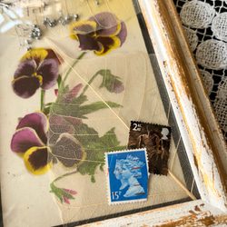 英国で出会った♪ フランスアンティーク パンジーのポストカード コラージュフレーム 6枚目の画像