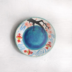 櫻花和金魚彩盤（翠藍） 第2張的照片