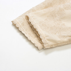 米白原色 法式復古暗紋提花亞麻棉洋裝 高腰長款茶歇連身裙 第6張的照片