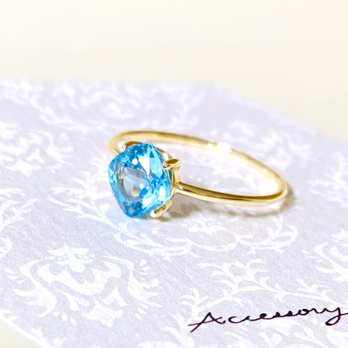 宝石質ロンドンブルートパーズAAA ルース ラウンドファセットリング