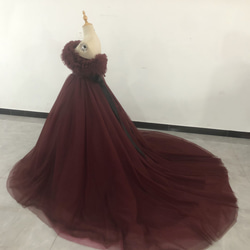 上品！ カラードレス  ボルドー色   2waysドレス 取り外しオフショルダー 結婚式/披露宴 3枚目の画像