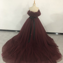 上品！ カラードレス  ボルドー色   2waysドレス 取り外しオフショルダー 結婚式/披露宴 2枚目の画像