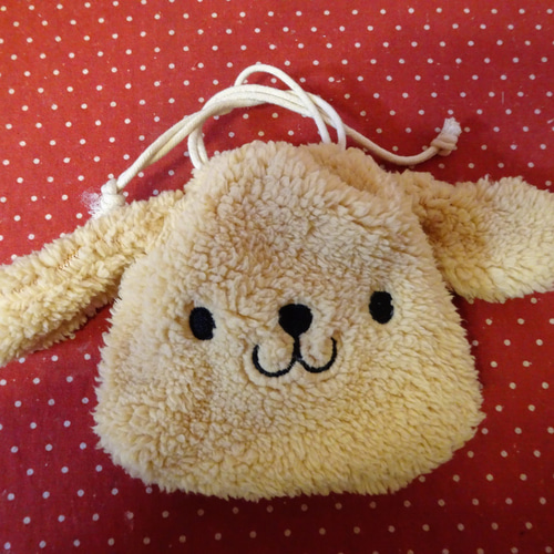 犬の形の焼き菓子入りふわふわワンちゃん巾着袋(^^ スイーツ・お菓子