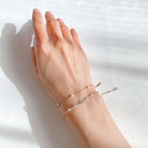 Kaya◆春色✧大粒アクアマリンブレスレット✧14kgf Kaya様専用◇春色✧大粒アクアマリンブレスレット✧14kgf