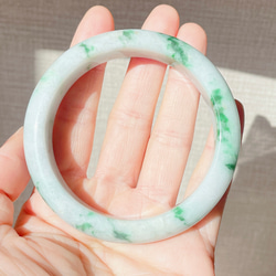 値下げ】無処理翡翠バングル 白底青漂花 内径約59.8mm バングル