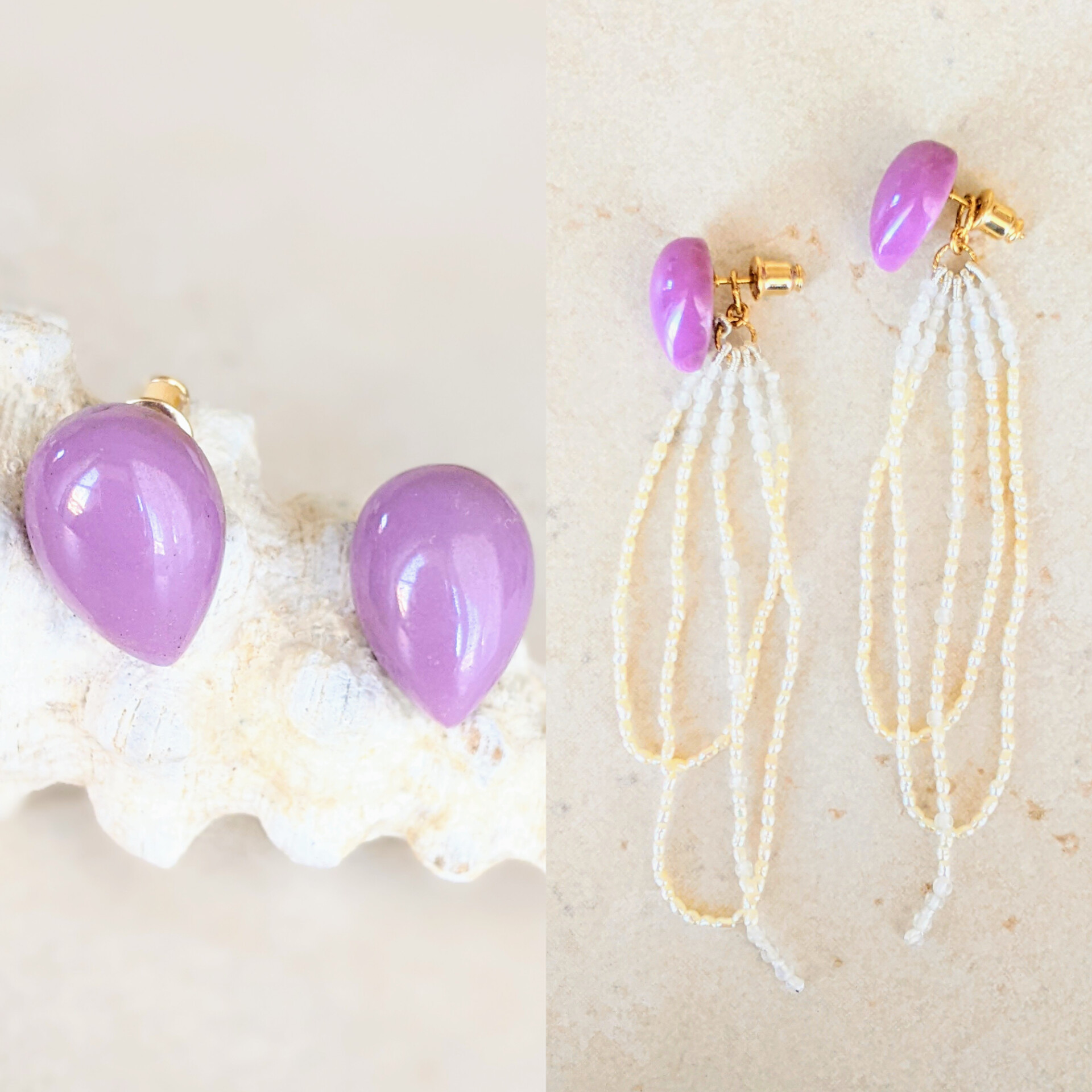k18 フォスフォシデライ淡水真珠2mm ピアス✧イヤリング