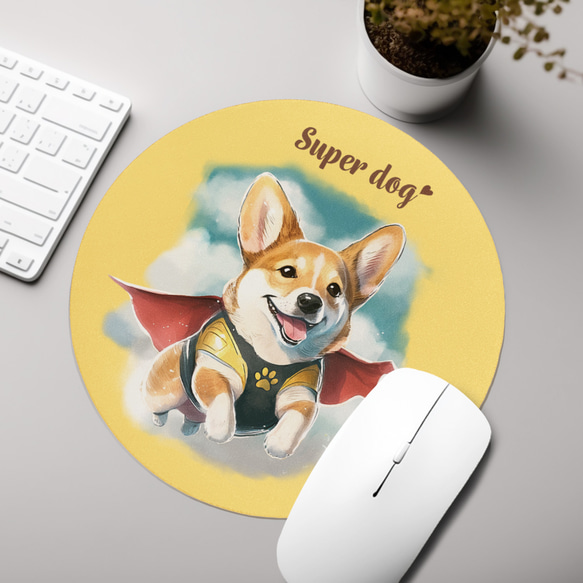 【 ヒーロー コーギー 】 パステルカラー マウスパッド　犬　ペット　うちの子　プレゼント　ギフト 3枚目の画像