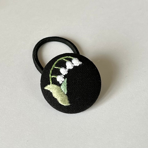 可憐なスズランの刺繍ヘアゴム/ブローチ ヘアゴム Small