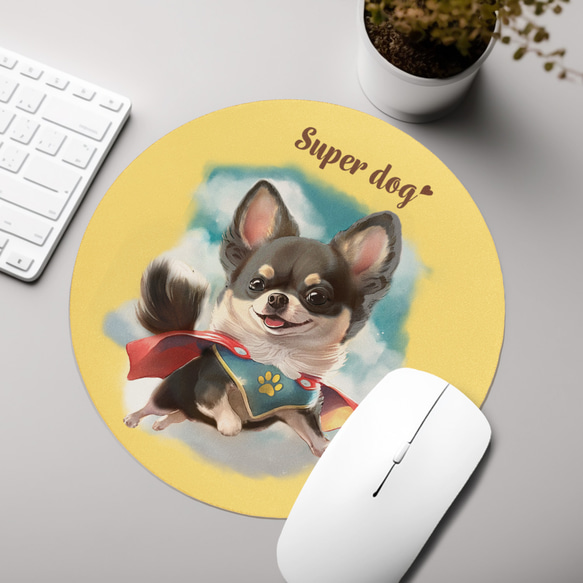 【 ヒーロー チワワ 】 パステルカラー マウスパッド　犬　ペット　うちの子　プレゼント　ギフト 3枚目の画像