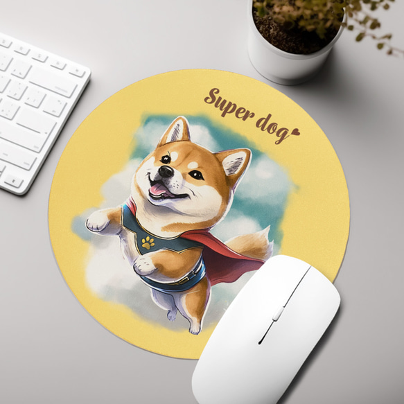 【 ヒーロー 柴犬 】 パステルカラー マウスパッド　犬　ペット　うちの子　プレゼント　ギフト 3枚目の画像