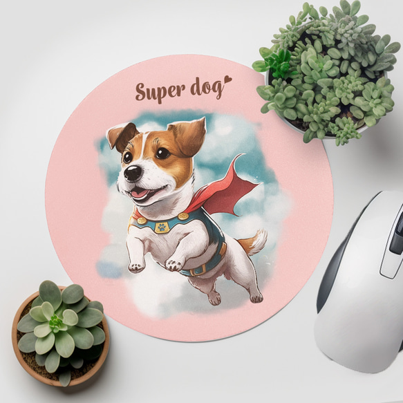 【 ヒーロー ジャックラッセルテリア 】 パステルカラー マウスパッド　犬　ペット　うちの子　プレゼント　ギフト 2枚目の画像