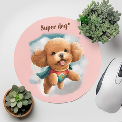 【 ヒーロー トイプードル 】 パステルカラー マウスパッド　犬　ペット　うちの子　プレゼント　ギフト 2枚目の画像