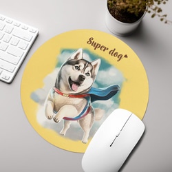 【 ヒーロー シベリアンハスキー 】 パステルカラー マウスパッド　犬　ペット　うちの子　プレゼント　ギフト 3枚目の画像