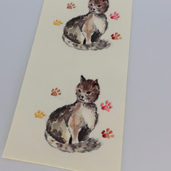レターセット ・ 手作り・水彩画イラスト・ねこと猫の足跡とのデザイン 19枚目の画像