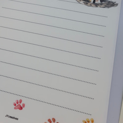 レターセット ・ 手作り・水彩画イラスト・ねこと猫の足跡とのデザイン 15枚目の画像