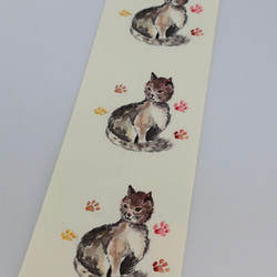 レターセット ・ 手作り・水彩画イラスト・ねこと猫の足跡とのデザイン 17枚目の画像