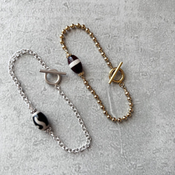 お守り＆願掛け天珠ブレスレット ゴールド＆シルバーチェーン