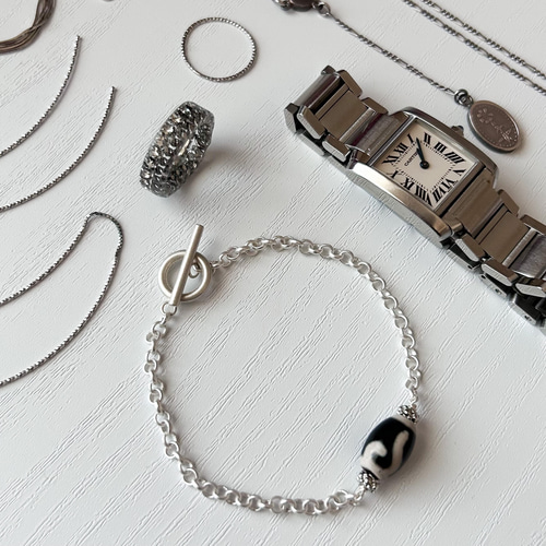 お守り＆願掛け天珠ブレスレット ゴールド＆シルバーチェーン 天然石