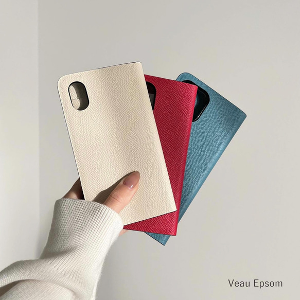 8色　エプソン　本革　手帳型　スマホケース　全機種対応　OPPO　android　サマーホワイト #mm00000061 1枚目の画像
