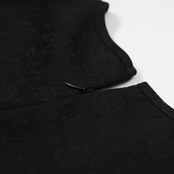 ブラックコートレトロダーク柄ジャカードプリーツリトルブラックドレスドレス絶妙な立体フラワードレス 6枚目の画像