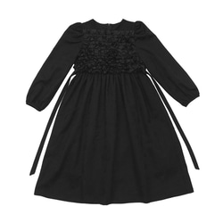 ブラックコートレトロダーク柄ジャカードプリーツリトルブラックドレスドレス絶妙な立体フラワードレス 2枚目の画像