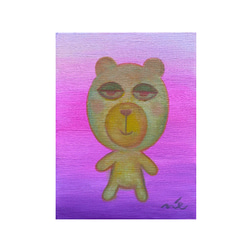 絵画。原画【ビールと熊】 絵画『ベア＆バイク』熊 エッフェル塔 カラフル 綱渡り 壁掛け