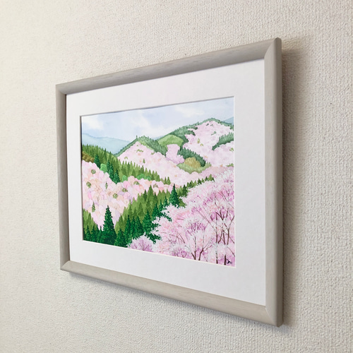 アクリル画　原画　「醍醐の桜04」額縁付　F4サイズ　キャンバス　風景画 醍醐の桜03」透明水彩画 原画 風景画 額縁付 F4サイズ 絵画 Oni
