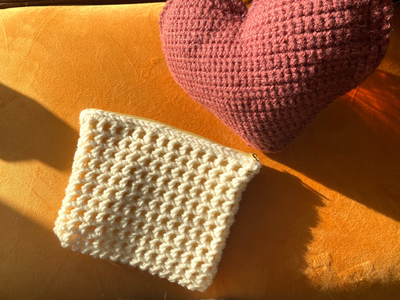 ❤︎.* はな ❤︎.*① ポーチ ファスナーポーチ／鮮やかなピンクとシルバーの帯1/zipper pouch