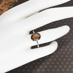 スモーキークォーツ指輪、リング：煙水晶、茶色：大粒、大きい、天然石：11×9：シルバー：Creema限定【送料無料】 5枚目の画像