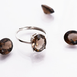 スモーキークォーツ指輪、リング：煙水晶、茶色：大粒、大きい、天然石：11×9：シルバー：Creema限定【送料無料】 2枚目の画像