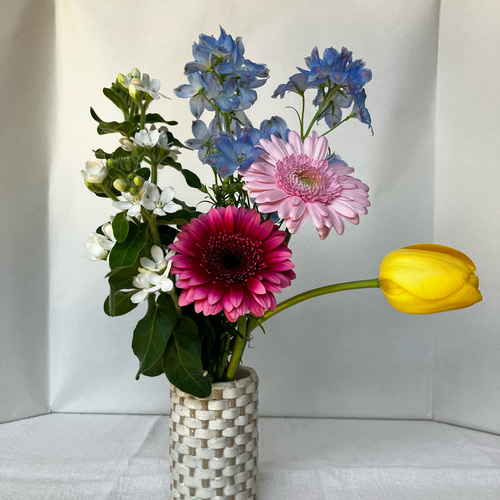 陶器 籠編みの花瓶(白) 一輪挿し・花瓶・花器 ますほ 通販 15568714 