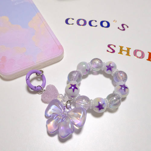 ハンドメイド☆キッズリボン☆水色☆大きめ☆揺れるチャーム付き