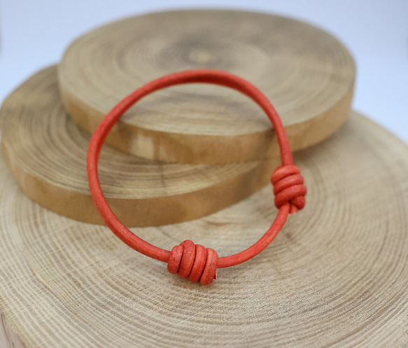 本革ブレスレット レッド オーダーメイド レザーコード 丸革3mm