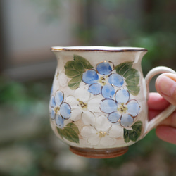 京焼・清水焼　マグカップ（ベゴニア・ブルー）陶器　 1枚目の画像