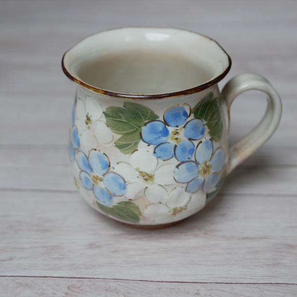 京焼・清水焼　マグカップ（ベゴニア・ブルー）陶器　 2枚目の画像