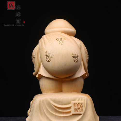 珍品 木彫仏像 七福神大黒天立像 財神 本金 切金 彫刻 天然木檜材CQ 