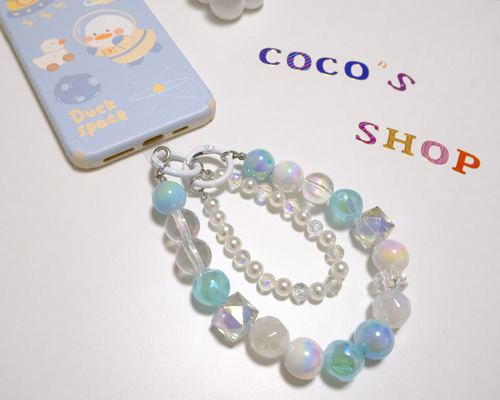 a082】❤︎新作❤︎ パール調×おしゃれな新橋色ビーズ【☆スマホ