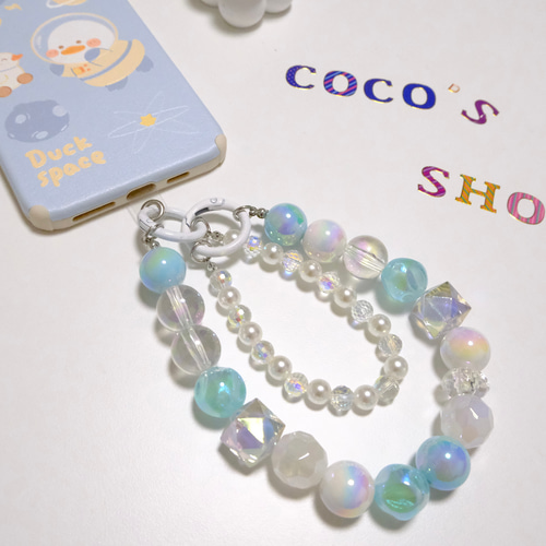 a082】❤︎新作❤︎ パール調×おしゃれな新橋色ビーズ【☆スマホ