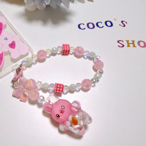 ■新品■PINK(ピンク)ラッフルストラップボタニカルビキニトップス XS a093】❤︎新作❤︎ 液体入り兎×シクラメンピンク色【☆スマホ